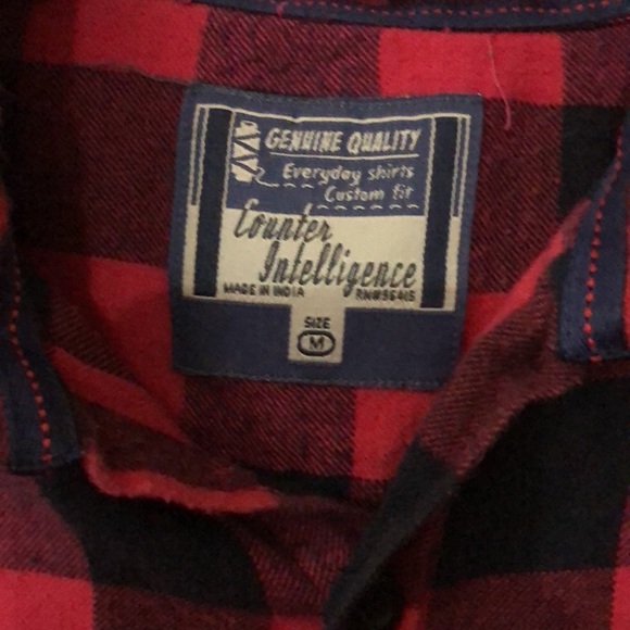 Counter Intelligence red and black checked button down shirt, size medium - Picture 3 of 4